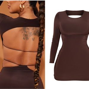 Long sleeve PLT backless dress slinky
